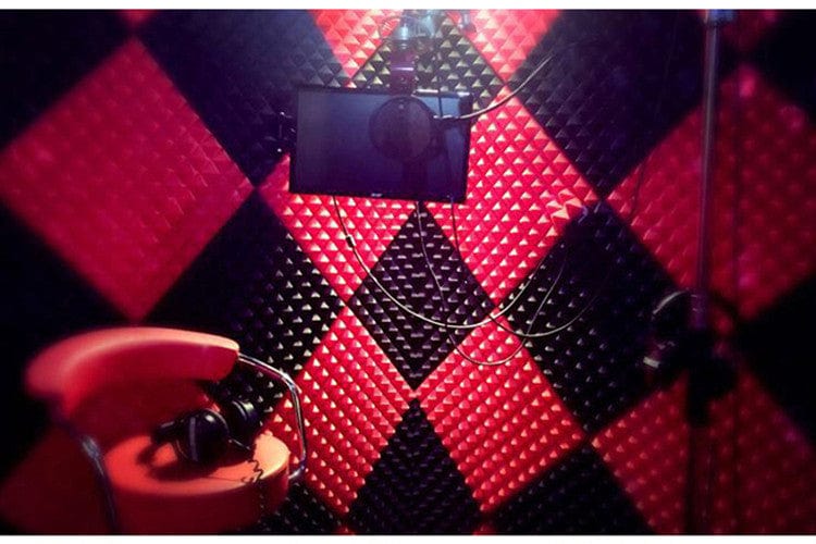 New 12 Pcs Pearl White and Red Bundle Egg Crate Convoluted Acoustic Tile Panels Sound Absorption Studio Soundproof Foam KK1052