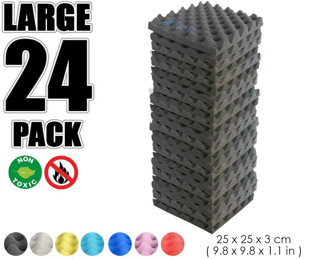 New 24 Pcs Bundle Egg Crate Convoluted Acoustic Tile Panels Sound Absorption Studio Soundproof Foam KK1052