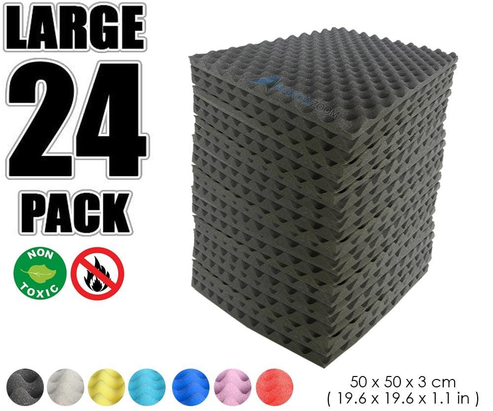 New 24 Pcs Bundle Egg Crate Convoluted Acoustic Tile Panels Sound Absorption Studio Soundproof Foam KK1052