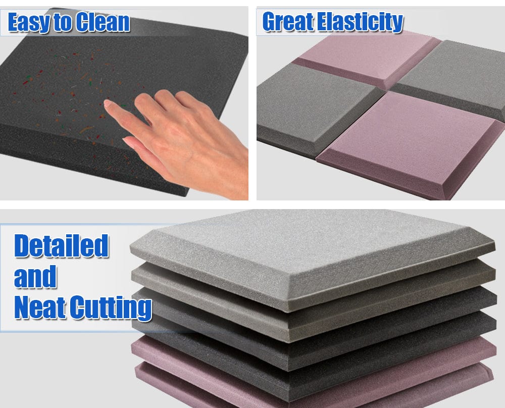 New 24 pcs Bundle Flat Bevel Tile Acoustic Panels Sound Absorption Studio Soundproof Foam 8 Colors KK1039