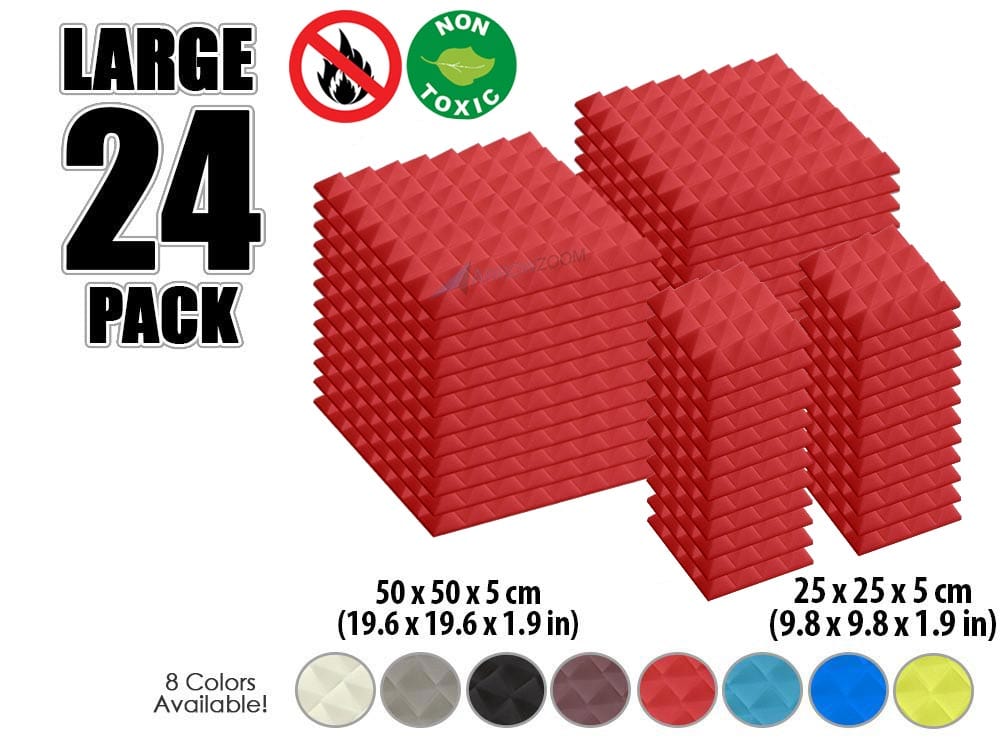 New 24 pcs Bundle Pyramid Tiles Acoustic Panels Sound Absorption Studio Soundproof Foam 8 Colors KK1034 Arrowzoom.