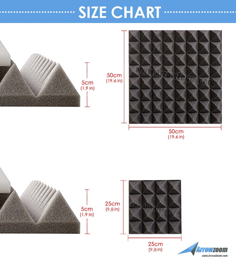 New 24 pcs Bundle Pyramid Tiles Acoustic Panels Sound Absorption Studio Soundproof Foam 8 Colors KK1034 Arrowzoom.