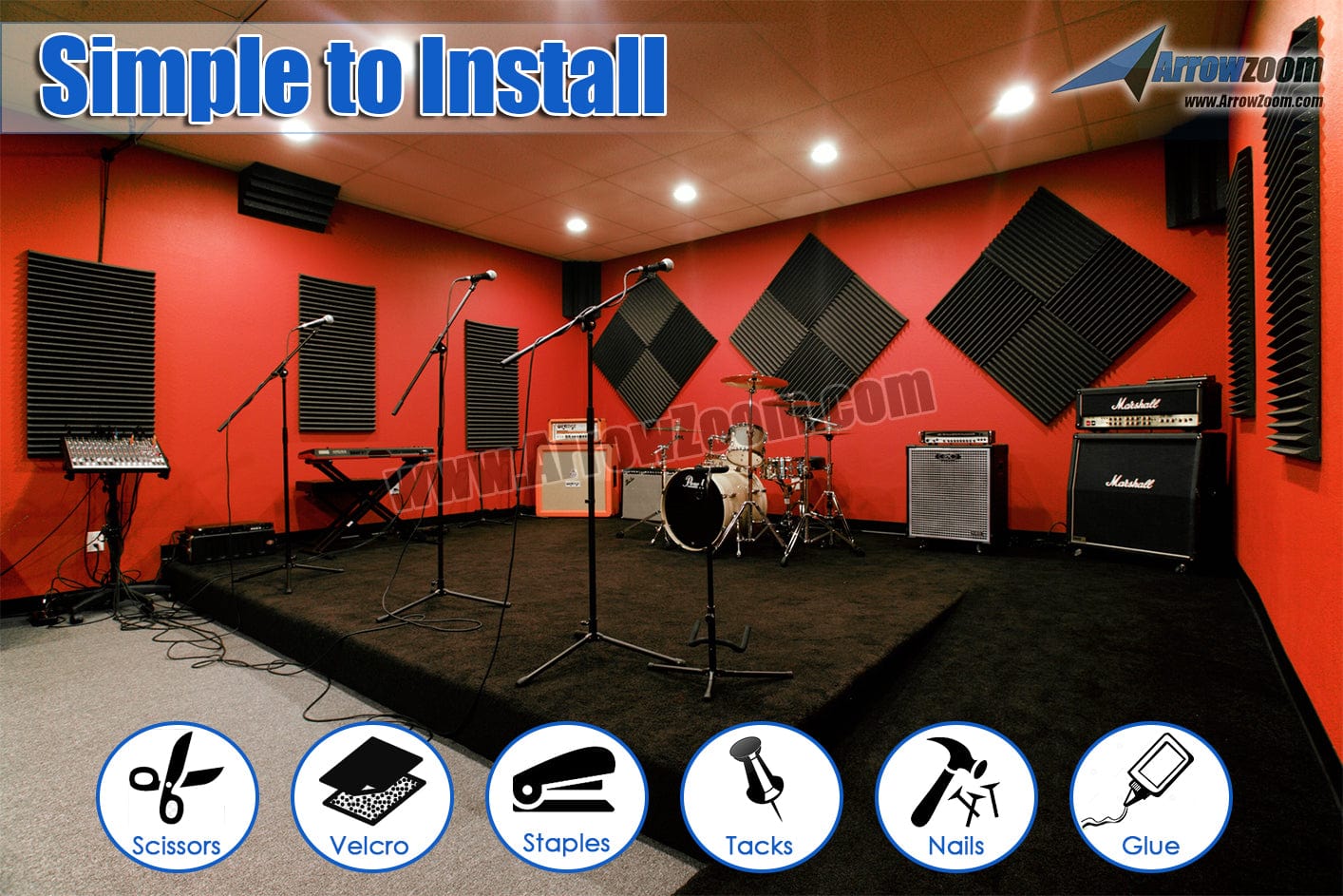 New 24 pcs Bundle Pyramid Tiles Acoustic Panels Sound Absorption Studio Soundproof Foam 8 Colors KK1034 Arrowzoom.