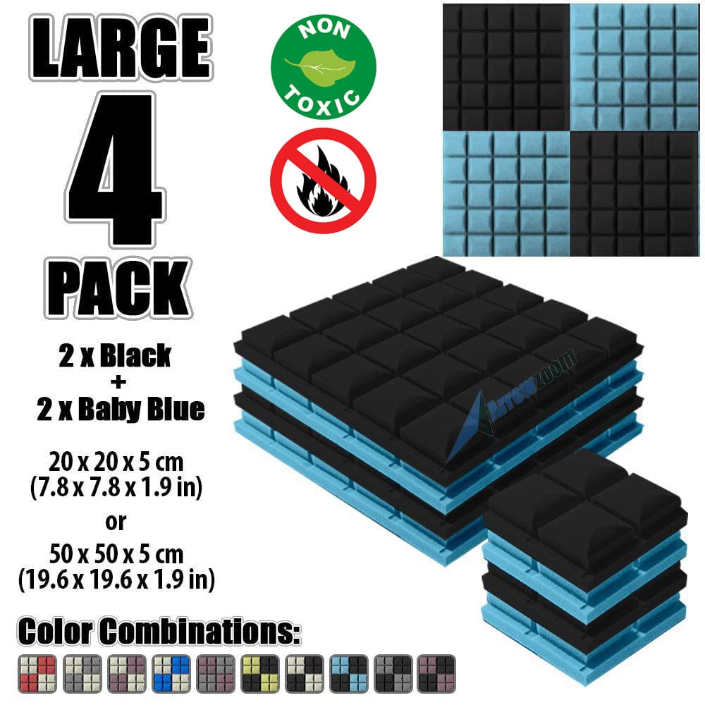 New 4 pcs Black and Baby Blue Bundle Hemisphere Grid Type Acoustic Panels Sound Absorption Studio Soundproof Foam KK1040