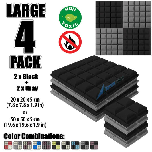 New 4 pcs Black and Gray Bundle Hemisphere Grid Type Acoustic Panels Sound Absorption Studio Soundproof Foam KK1040