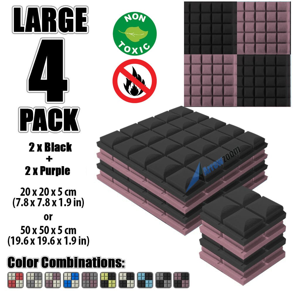 New 4 pcs Black and Purple Bundle Hemisphere Grid Type Acoustic Panels Sound Absorption Studio Soundproof Foam KK1040