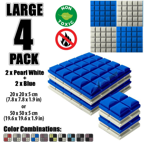 New 4 pcs Pearl White and Blue Bundle Hemisphere Grid Type Acoustic Panels Sound Absorption Studio Soundproof Foam KK1040