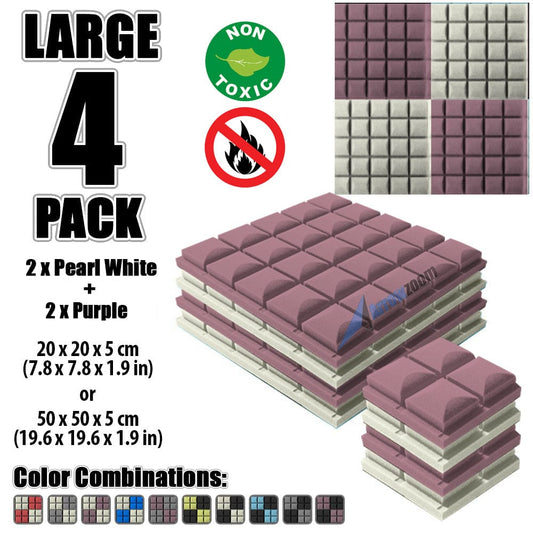 New 4 pcs Pearl White and Purple Bundle Hemisphere Grid Type Acoustic Panels Sound Absorption Studio Soundproof Foam KK1040