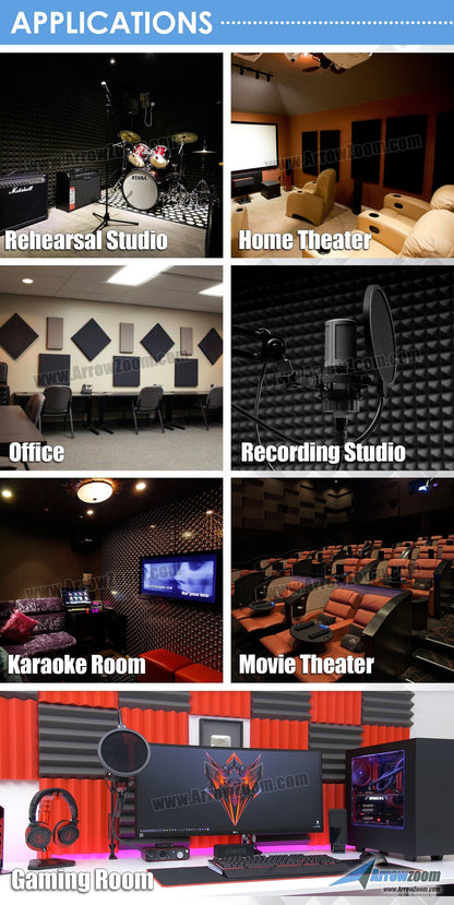 New 6 pcs Wedge Tiles Acoustic Panels Sound Absorption Studio Soundproof Foam 7 Colors KK1134