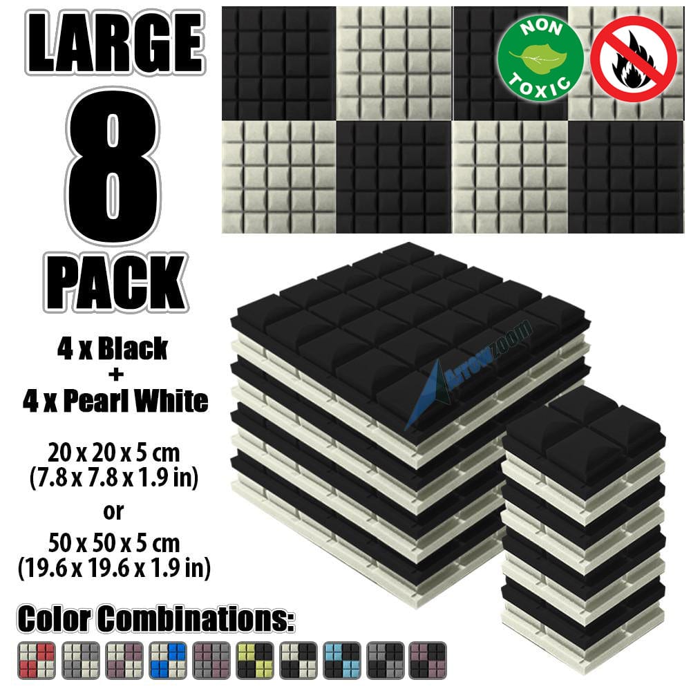 New 8 pcs Black and Pearl White Bundle Hemisphere Grid Type Acoustic Panels Sound Absorption Studio Soundproof Foam KK1040