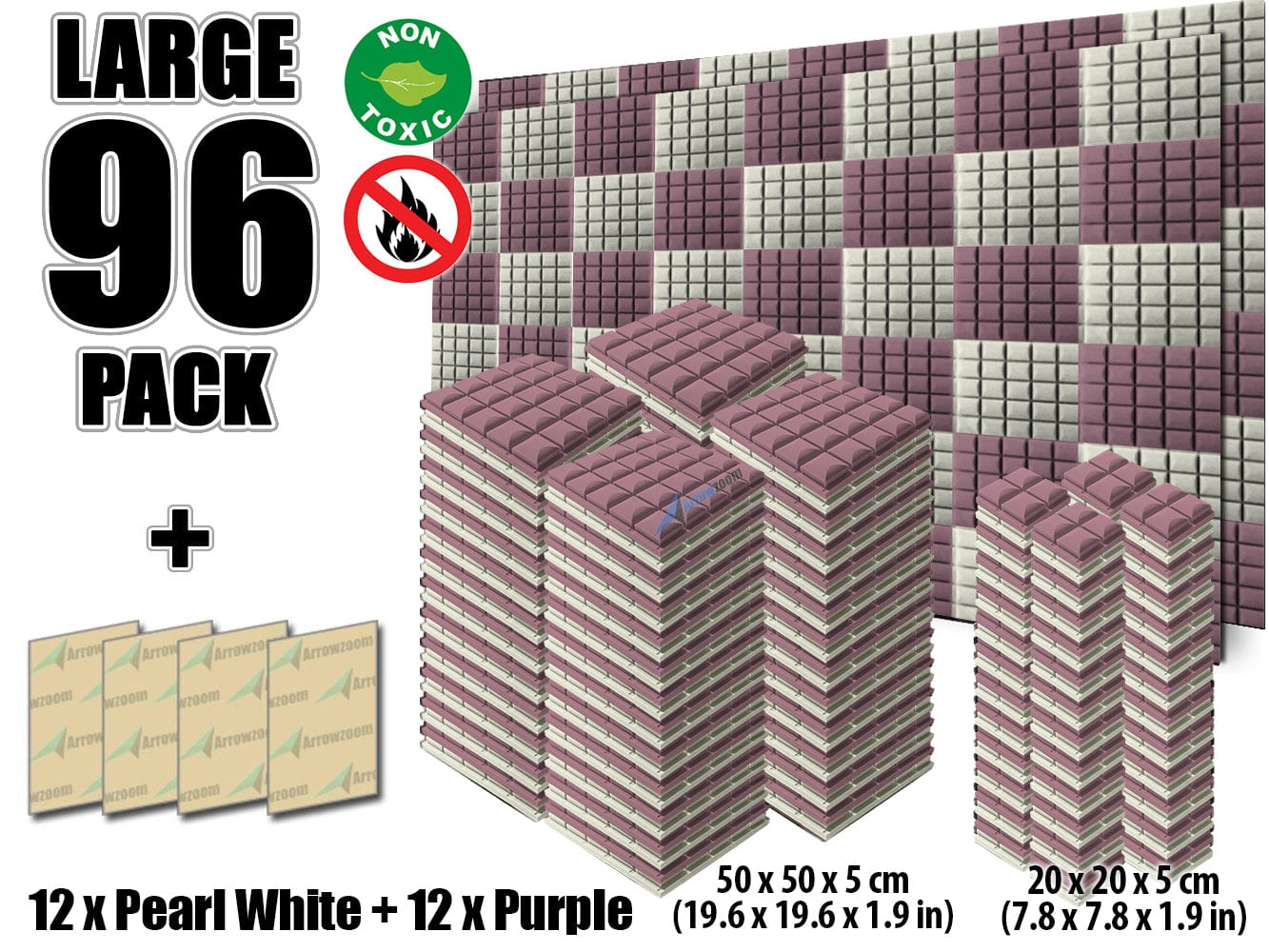 New 96 pcs Pearl White and Purple Bundle Hemisphere Grid Type Acoustic Panels Sound Absorption Studio Soundproof Foam KK1040