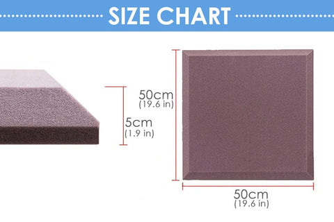 New Flat Bevel Tile Acoustic Panels Sound Absorption Studio Soundproof Foam 50 X 50 X 5 cm KK1039