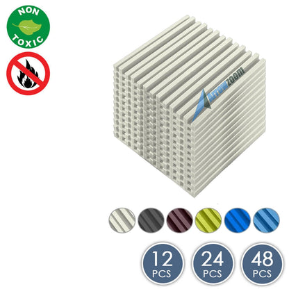 Arrowzoom Acoustic Foam - Metro Striped Ceiling - Solid Colors - KK1041 Pearl White / 12 Piece -50 x 50 x 5 cm / 20 x 20 x 2 in