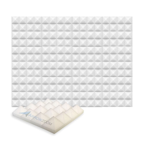 Arrowzoom Acoustic Pyramid Foam Series - Solid Colors - KK1034 Pearl White / 12 Pieces - 25 x 25 x 5 cm/ 10 x 10 x 2in