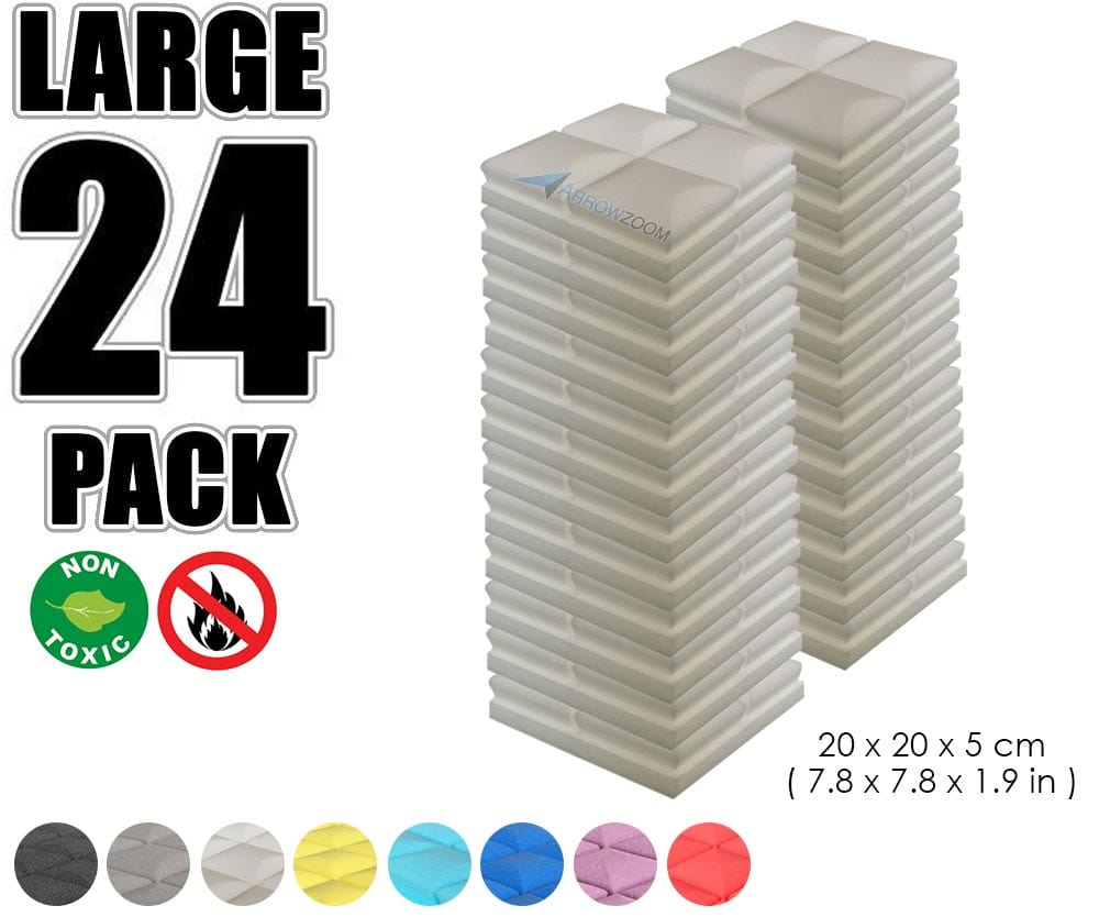 New 24 pcs Bundle Hemisphere Grid Type Acoustic Panels Sound Absorption Studio Soundproof Foam 8 Colors KK1040 Pearl White / 20 X 20 X 5cm (7.8 X 7.8 X 1.9 in)