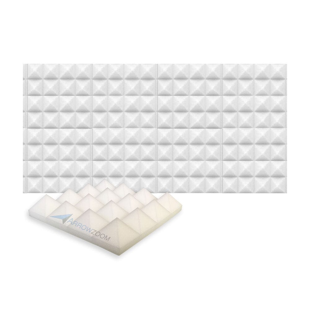 New 8 pcs Bundle Pyramid Tiles Acoustic Panels Sound Absorption Studio Soundproof Foam 8 Colors KK1034 Pearl White / 25 X 25 X 5cm (9.8 X 9.8 X 1.9in)
