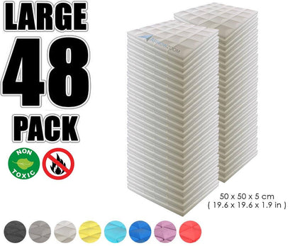 Arrowzoom Acoustic Hemisphere Grid Foam - White - KK1040 - Size: 48 Pieces - 50 X 50 X 5cm