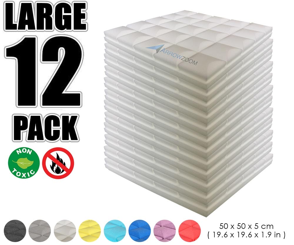 New 12 pcs Bundle Hemisphere Grid Type Acoustic Panels Sound Absorption Studio Soundproof Foam 8 Colors KK1040 Pearl White / 50 X 50 X 5cm (19.6 X 19.6 X 1.9 in)