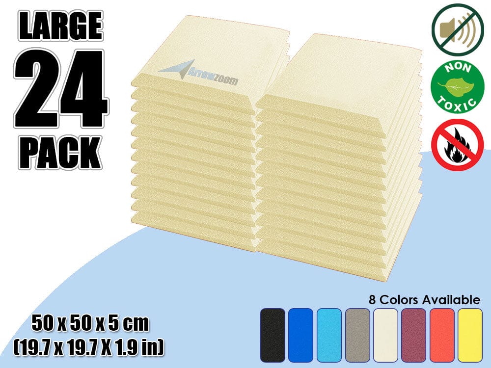 New 24 pcs Bundle Flat Bevel Tile Acoustic Panels Sound Absorption Studio Soundproof Foam 8 Colors KK1039 Pearl White