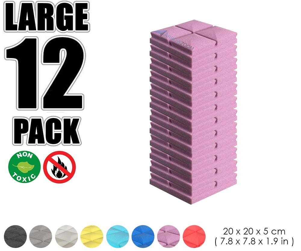 New 12 pcs Bundle Hemisphere Grid Type Acoustic Panels Sound Absorption Studio Soundproof Foam 8 Colors KK1040 Purple / 20 X 20 X 5cm (7.8 X 7.8 X 1.9 in)