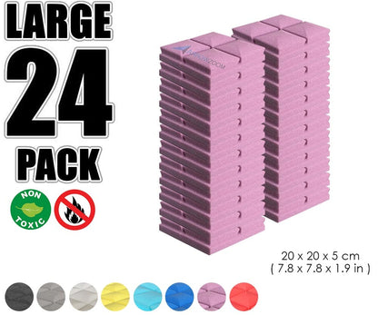 New 24 pcs Bundle Hemisphere Grid Type Acoustic Panels Sound Absorption Studio Soundproof Foam 8 Colors KK1040 Purple / 20 X 20 X 5cm (7.8 X 7.8 X 1.9 in)