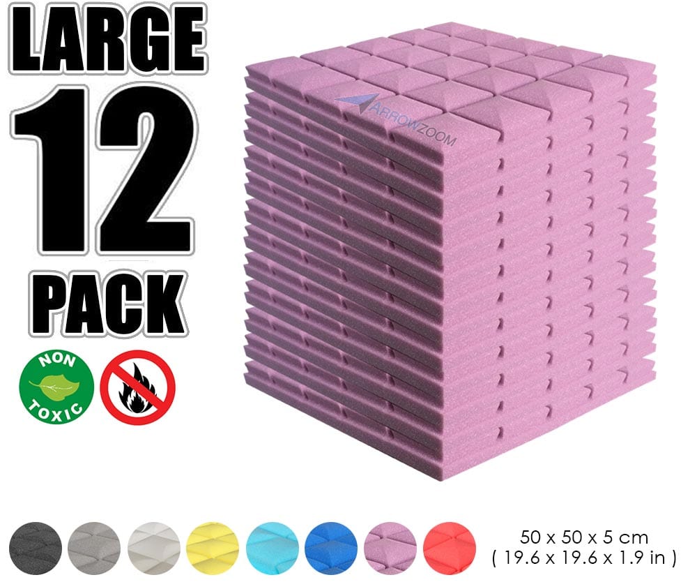 New 12 pcs Bundle Hemisphere Grid Type Acoustic Panels Sound Absorption Studio Soundproof Foam 8 Colors KK1040 Purple / 50 X 50 X 5cm (19.6 X 19.6 X 1.9 in)
