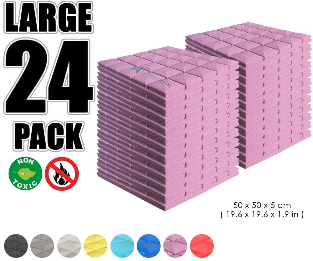 New 24 pcs Bundle Hemisphere Grid Type Acoustic Panels Sound Absorption Studio Soundproof Foam 8 Colors KK1040 Purple / 50 X 50 X 5cm (19.6 X 19.6 X 1.9 in)