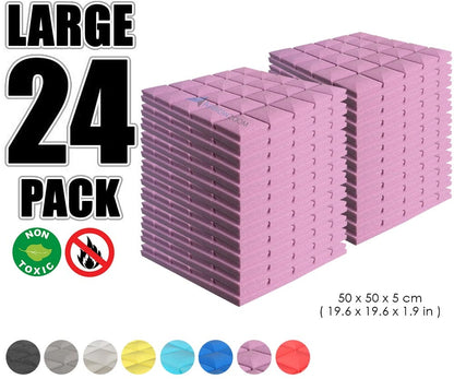 New 24 pcs Bundle Hemisphere Grid Type Acoustic Panels Sound Absorption Studio Soundproof Foam 8 Colors KK1040 Purple / 50 X 50 X 5cm (19.6 X 19.6 X 1.9 in)