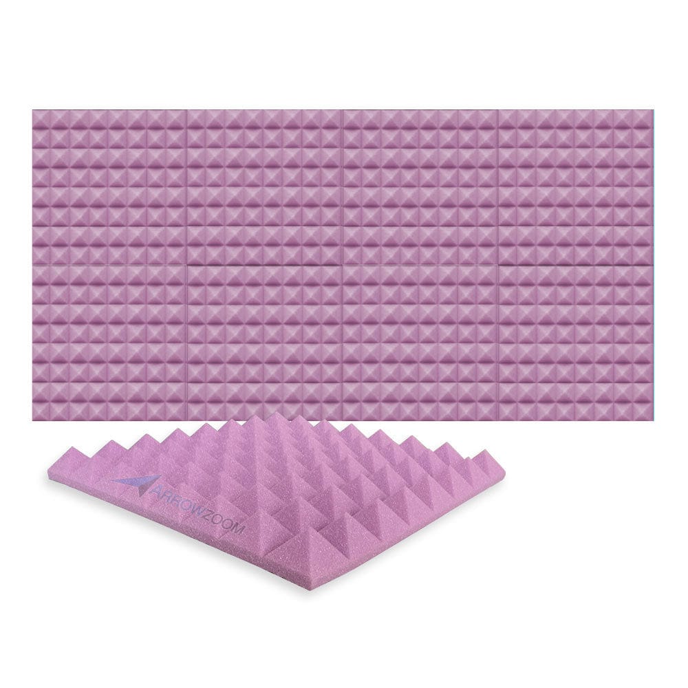 New 8 pcs Bundle Pyramid Tiles Acoustic Panels Sound Absorption Studio Soundproof Foam 8 Colors KK1034 Purple / 50 X 50 X 5cm (19.6 X 19.6 X 1.9)