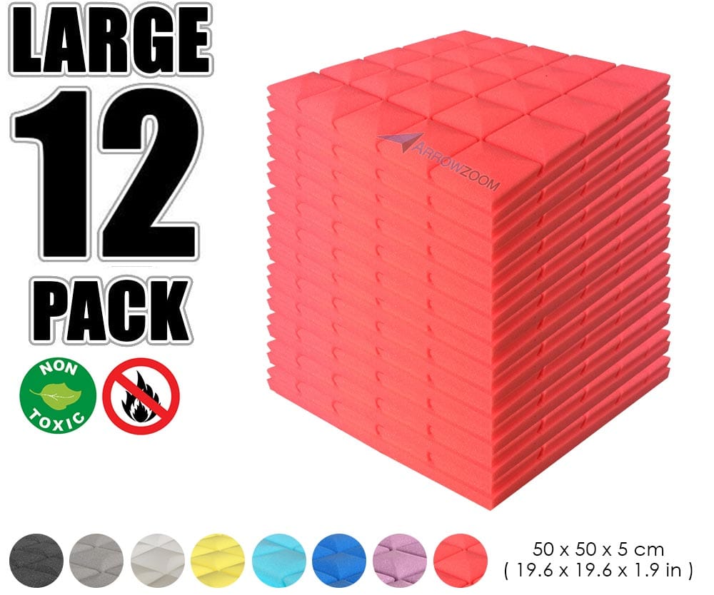 New 12 pcs Bundle Hemisphere Grid Type Acoustic Panels Sound Absorption Studio Soundproof Foam 8 Colors KK1040 Red / 50 X 50 X 5cm (19.6 X 19.6 X 1.9 in)