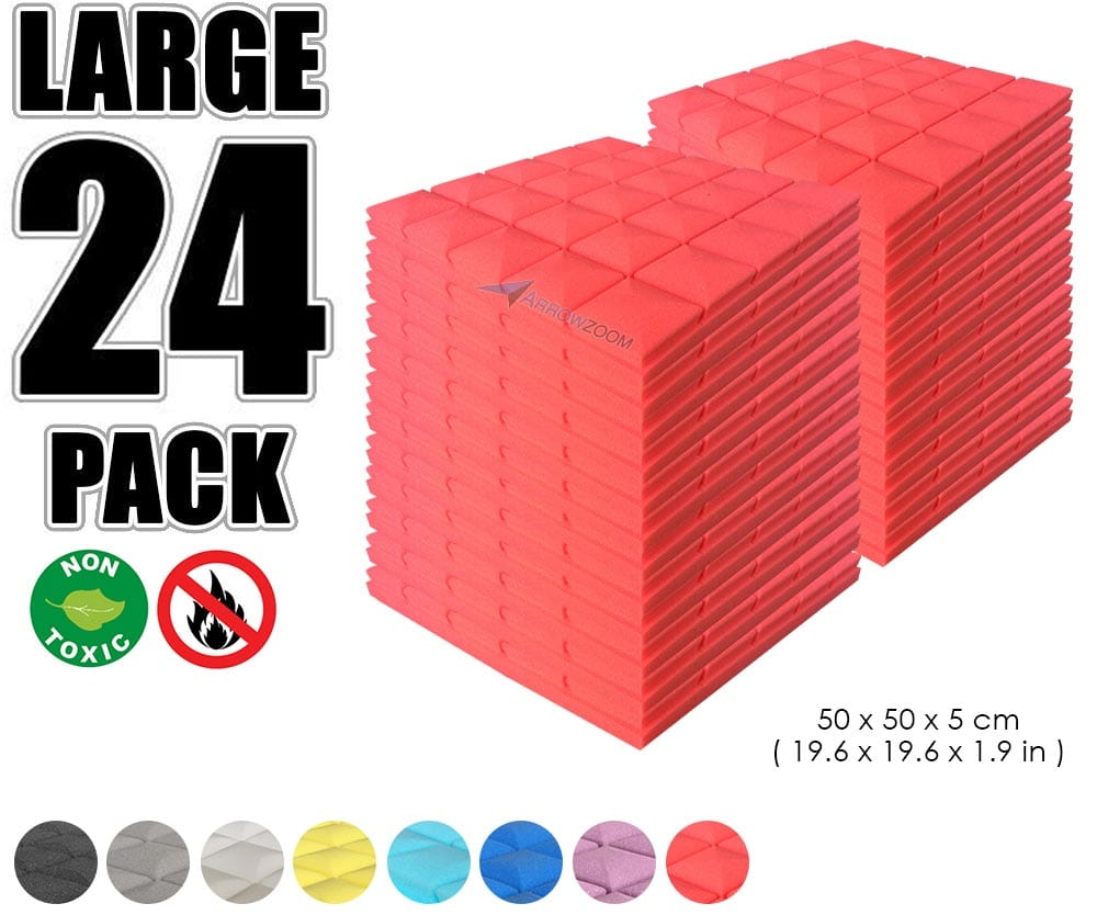 New 24 pcs Bundle Hemisphere Grid Type Acoustic Panels Sound Absorption Studio Soundproof Foam 8 Colors KK1040 Red / 50 X 50 X 5cm (19.6 X 19.6 X 1.9 in)