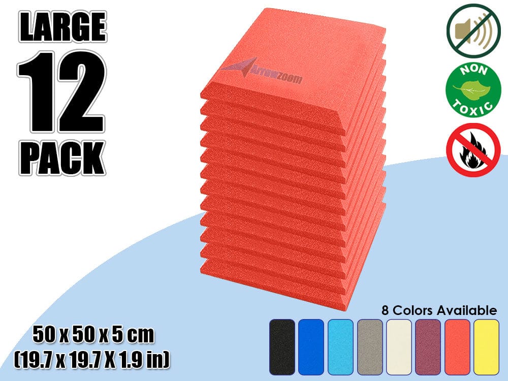 New 12 pcs Bundle Flat Bevel Tile Acoustic Panels Sound Absorption Studio Soundproof Foam 8 Colors KK1039 Red
