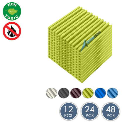 Arrowzoom Acoustic Foam - Metro Striped Ceiling - Solid Colors - KK1041 Yellow / 12 Piece -50 x 50 x 5 cm / 20 x 20 x 2 in