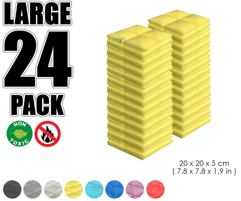 New 24 pcs Bundle Hemisphere Grid Type Acoustic Panels Sound Absorption Studio Soundproof Foam 8 Colors KK1040 Yellow / 20 X 20 X 5cm (7.8 X 7.8 X 1.9 in)