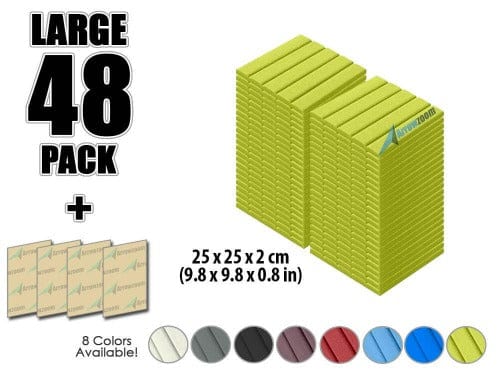Arrowzoom Acoustic Flat Wedge Foam - Solid Colors - KK1035 Yellow / 48 PIECES - 25 X 25 X 2 CM