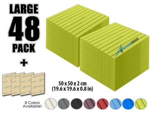 Arrowzoom Acoustic Flat Wedge Foam - Solid Colors - KK1035 Yellow / 48 PIECES - 50 X 50 X 2 CM