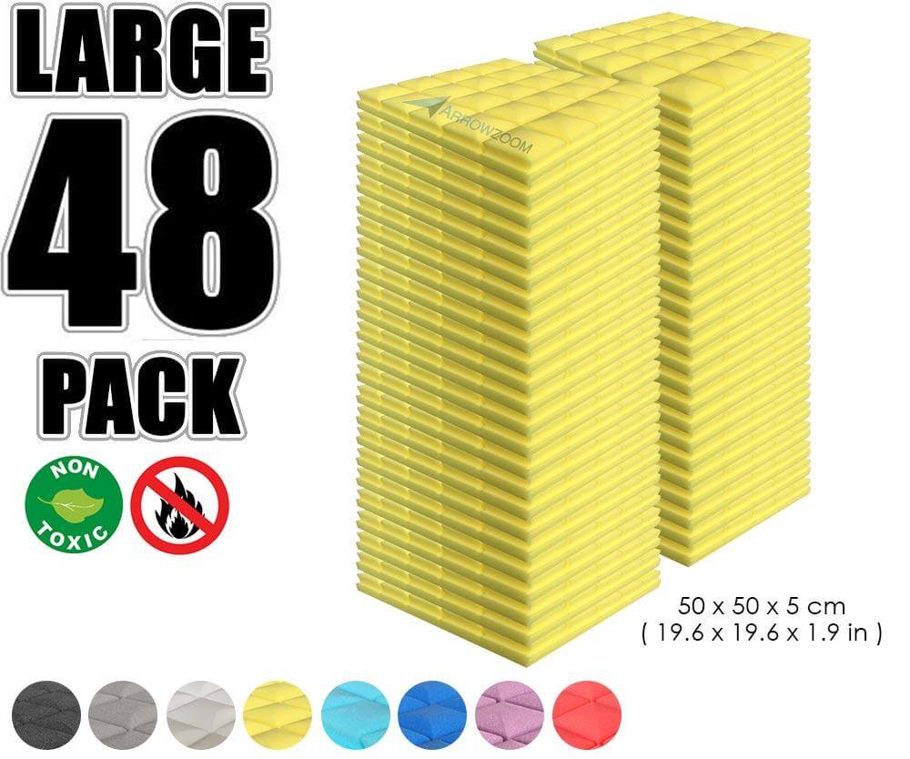 Arrowzoom Acoustic Hemisphere Grid Foam - Solid Colors - KK1040 Yellow / 48 Pieces - 50 X 50 X 5cm / 19.6 X 19.6 X 1.9 in