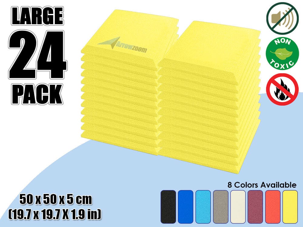 New 24 pcs Bundle Flat Bevel Tile Acoustic Panels Sound Absorption Studio Soundproof Foam 8 Colors KK1039 Yellow