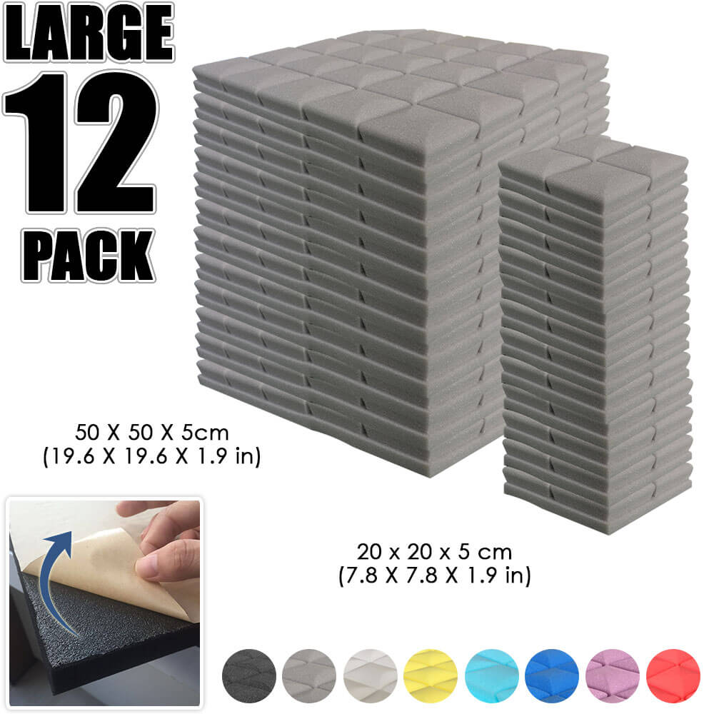Arrowzoom Hemisphere Grid Adhesive Backed Series Acoustic Foam - Gray - KK1056 - Size: 12 PIECES - 20 x 20 x 5 cm