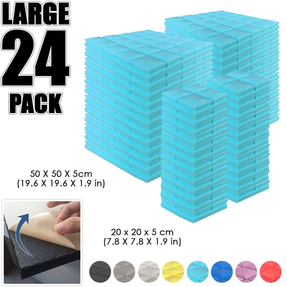 Arrowzoom Hemisphere Grid Adhesive Backed Series Acoustic Foam - Solid Colors - KK1056 24 PIECES - 20 x 20 x 5 cm / Baby Blue