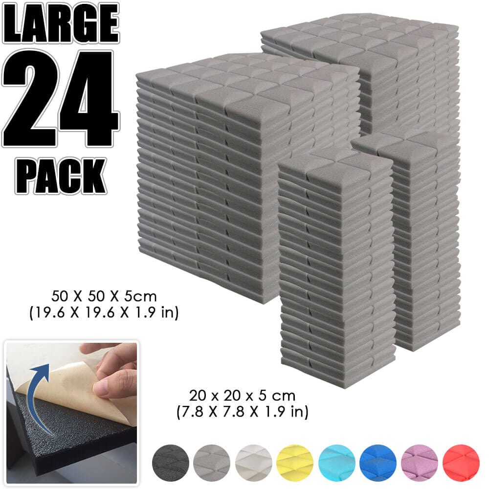 Arrowzoom Hemisphere Grid Adhesive Backed Series Acoustic Foam - Solid Colors - KK1056 24 PIECES - 20 x 20 x 5 cm / Gray