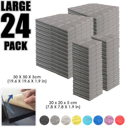 Arrowzoom Hemisphere Grid Adhesive Backed Series Acoustic Foam - Solid Colors - KK1056 24 PIECES - 20 x 20 x 5 cm / Gray