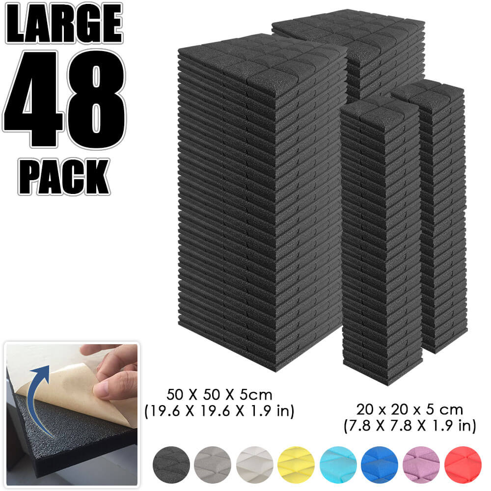 Arrowzoom Hemisphere Grid Adhesive Backed Series Acoustic Foam - Black - KK1056 - Size: 48 PIECES - 20 x 20 x 5 cm