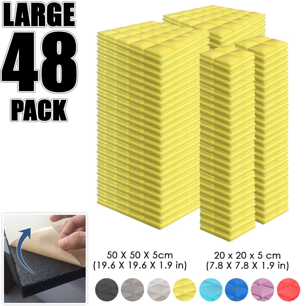 Arrowzoom Hemisphere Grid Adhesive Backed Series Acoustic Foam - Solid Colors - KK1056 48 PIECES - 20 x 20 x 5 cm / Yellow