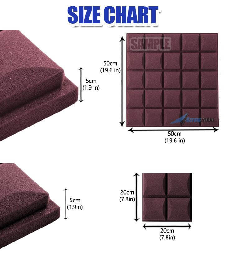 Acoustic Pyramid Foam Size Chart | Arrowzoom