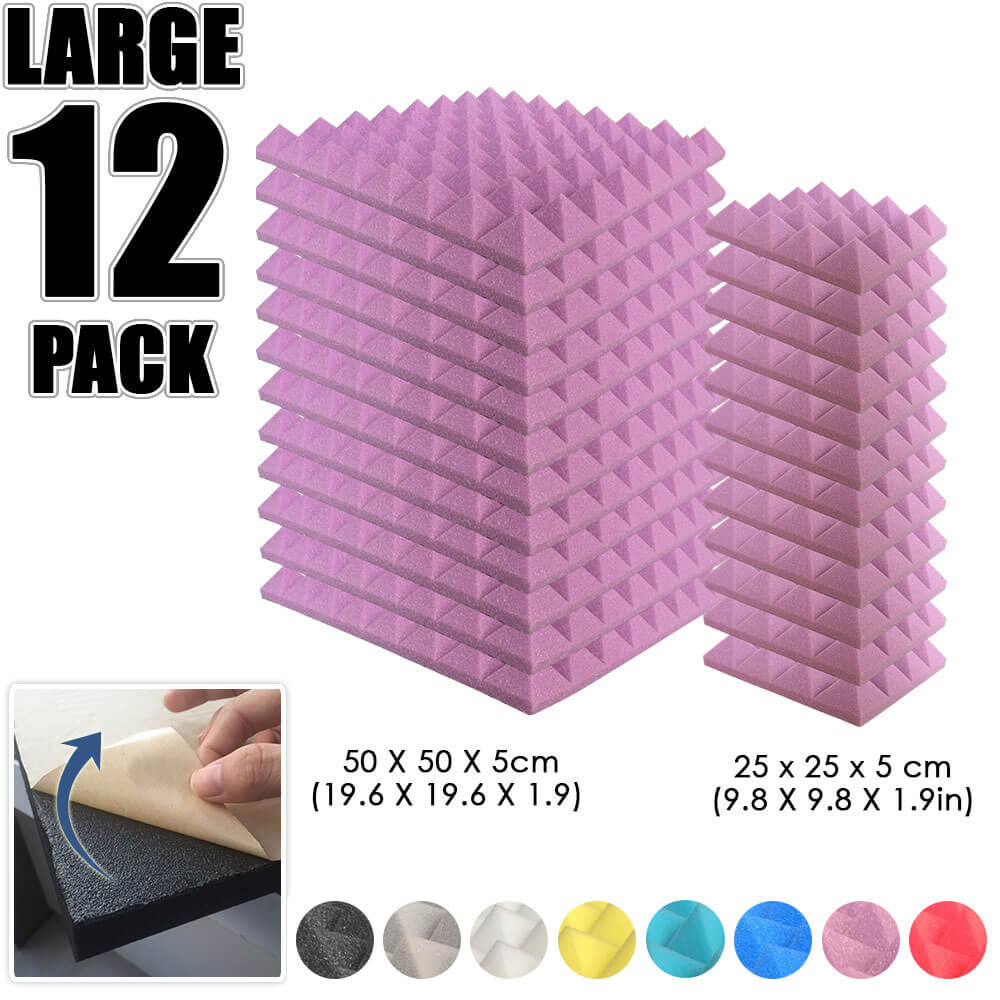 Arrowzoom Pyramid Adhesive Backed Tiles Series Acoustic Foam - Burgundy - KK1053 - Size: 12 Pieces 25 x 25 x 5cm