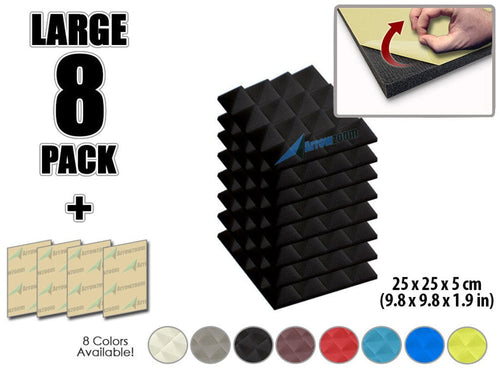 New 8 pcs Bundle Pyramid Adhesive Backed Tiles Acoustic Panels Sound Absorption Studio Soundproof Foam 7 Colors KK1053