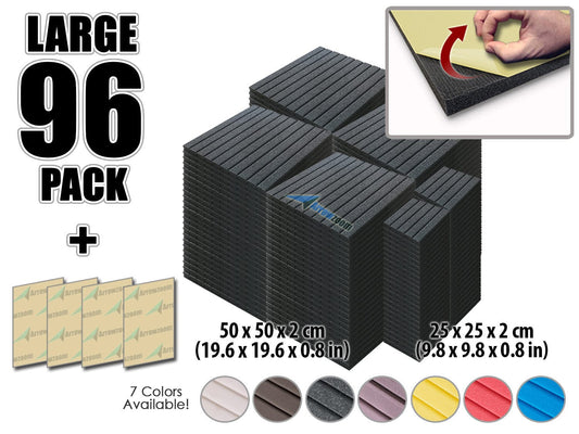 New 96 pcs Bundle Wedge Adhesive Backed Tiles Acoustic Panels Sound Absorption Studio Soundproof Foam 7 Colors KK1054 Arrowzoom.