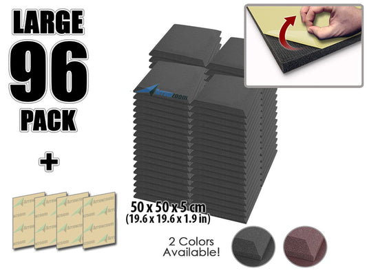 New 96pcs Bundle Flat Bevel Adhesive Backed Tile Acoustic Panels Sound Absorption Studio Soundproof Foam 2 Colors KK1055 Arrowzoom.