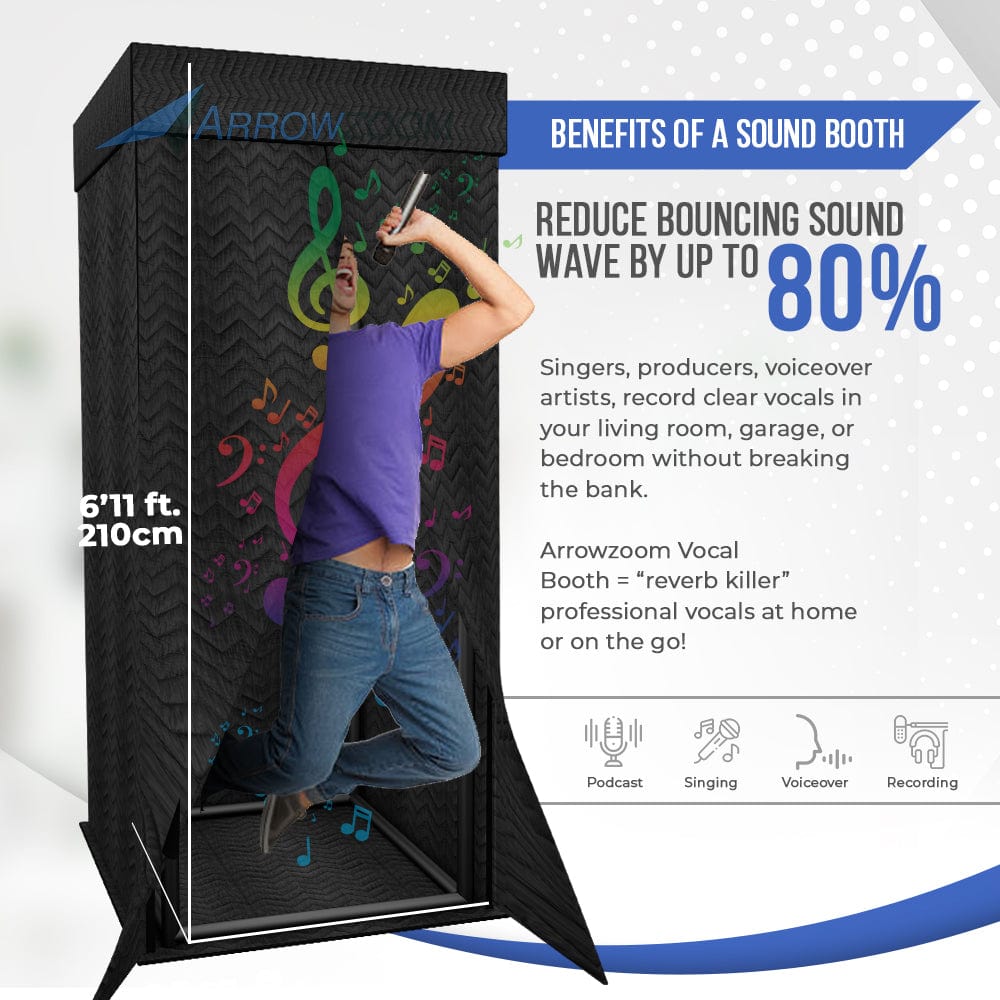 Arrowzoom Sound Absorbing Studio Recording Isolation Privacy Booth | Reduces External Noise for Work, Recording, Podcasts, Singing, Meeting KK1250